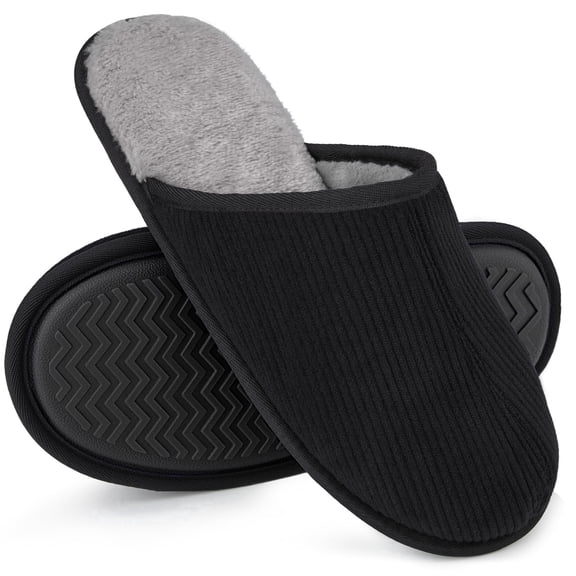 Home Top Men's Slippers with Memory Foam and Non-Slip Rubber Sole Charcoal Black,7-8 US