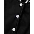 thumbnail image 6 of OOOUM Kids Christmas Theme Varsity Jacket Striped Collar Button Down Bomber Jacket Graphic Streetwear Baseball Jacket Black 5-6 Years, 6 of 7