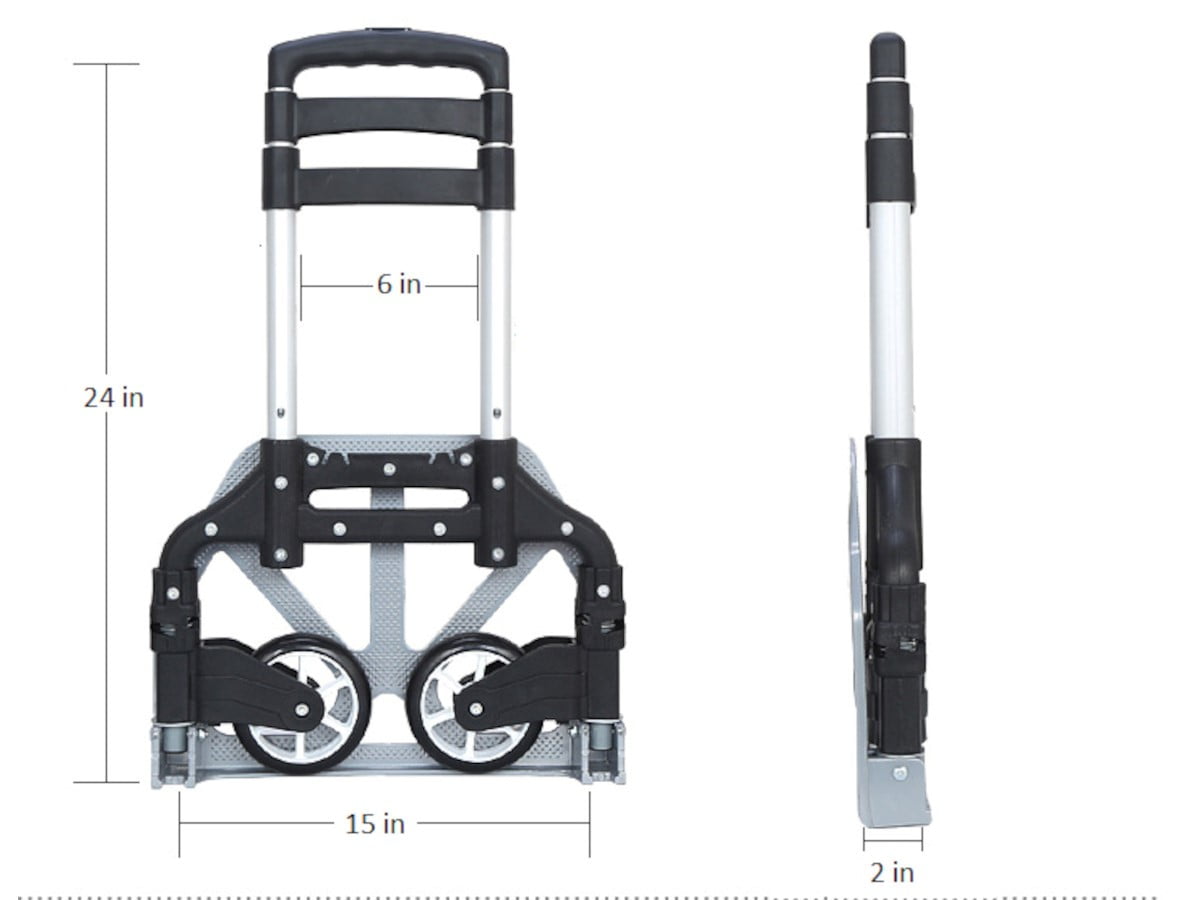 MPM Foldable Hand Truck and Dolly Cart, Aluminum Luggage Trolley, Lightweight Folding Hand Cart, Multipurpose Use For Office, Travel, Moving and Indoor Outdoor Home