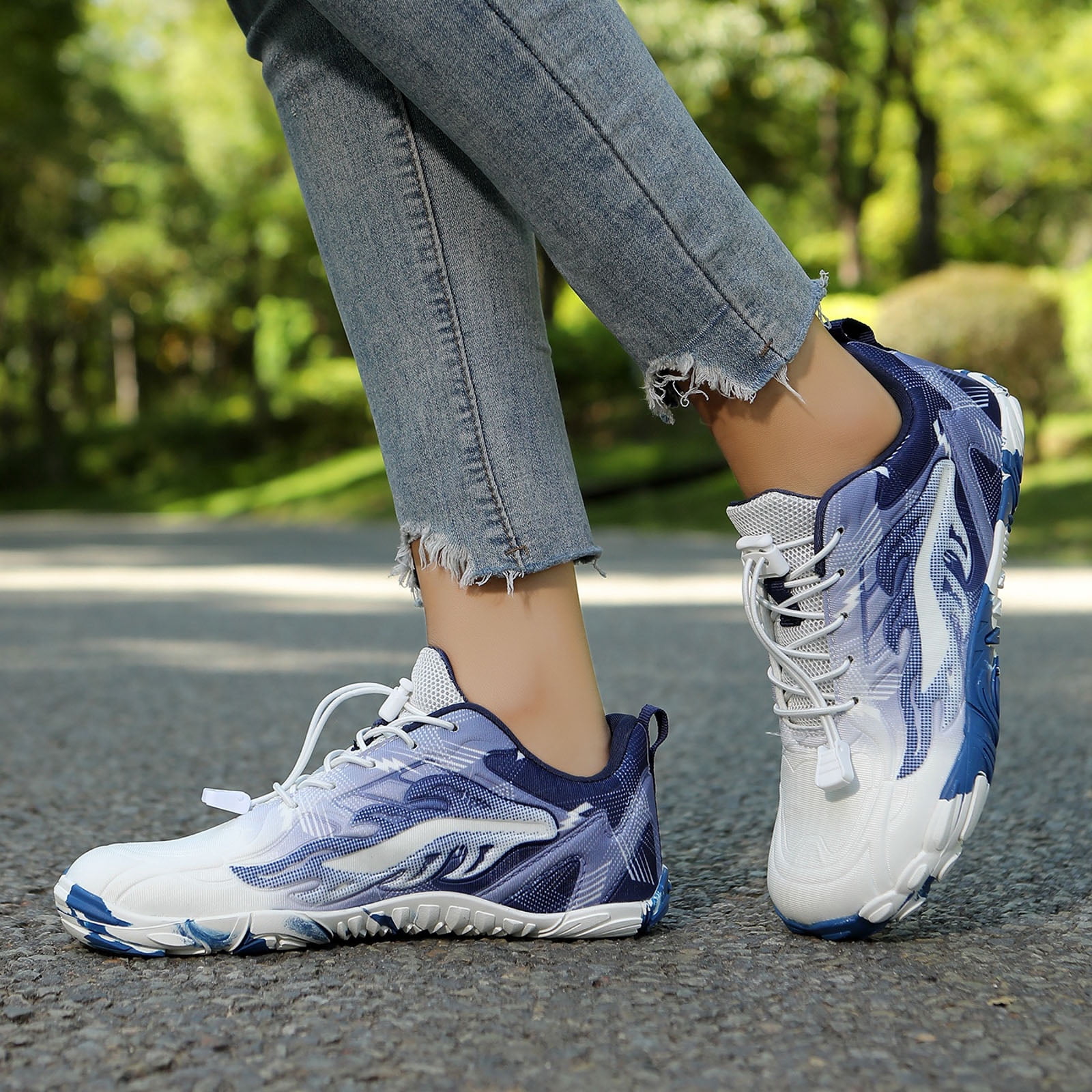 Rokment Women's Men's Barefoot Hiking Climbing Trekking Shoes Outdoor Sport Athletic Wide Toe Waterproof Non Slip Trail-Running Workout Fitness Exercise Trainners Dark Blue Size 11.5