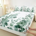 thumbnail image 3 of jejeloiu Country Leaf Twin Sheet Sets,Green White Twin Fitted Sheet,Tropical Botanical Leaves Flat Sheet For Child,Breathable Home Decor,3pcs, 3 of 7