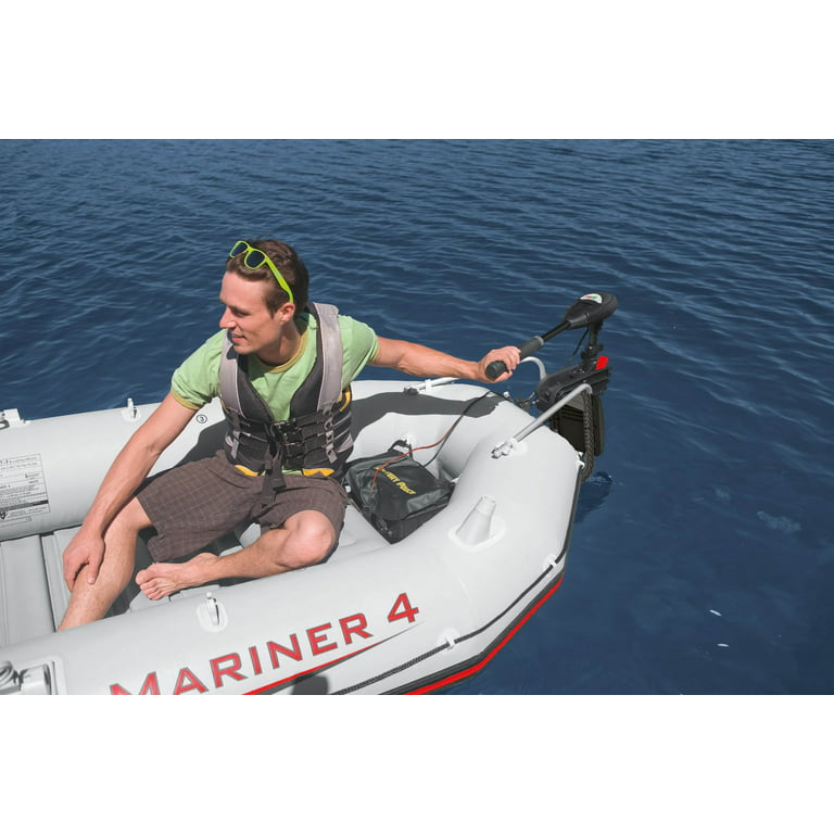 Intex Excursion 4 Inflatable Raft Set w/ 2 Transom Mount 8 Speed Trolling  Motors 
