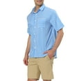 thumbnail image 4 of INSPIRE CHIC Men's Shirts Short Sleeve Summer Cotton Patchwork Button Down Shirts S Blue White, 4 of 5
