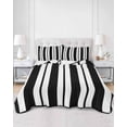 thumbnail image 2 of Quilts Twin Size Bedding Set, Black Striped Lightweight Quilted Comforter, Blue Geometric Line Stripes Farmhouse Soft Reversible Bedspread Coverlet with Pillow Covers for All Season, 68" x 86", 2 of 7