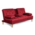 thumbnail image 4 of Sofá Cama De Lino Rojo Modelo Caroli Makora Con Portavasos, 4 of 9
