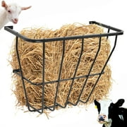 AIWFL Livestock Hay Feeder Wall Mount, 31.5"L x 15.4"W x 24.6"D, 24-Gallon Iron Hay Rack for Sheep, Horses, Cattle, and Cows