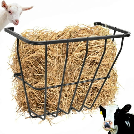 AIWFL Livestock Hay Feeder Wall Mount, 31.5"L x 15.4"W x 24.6"D, 24-Gallon Iron Hay Rack for Sheep, Horses, Cattle, and Cows
