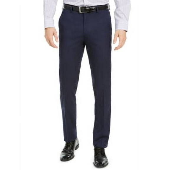 Alfani Mens Slim fit Dress Pants 36 / 34 Navy Blue Solid Stretch