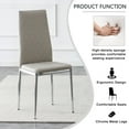 thumbnail image 4 of Dining Chairs Set of 4, Upholstered Dining Room Chairs with High Backrest and Silver Metal Legs, Modern Leather Armless Kitchen Chairs for Living Room, Dining Room, Restaurants, Bedroom, Grey, 4 of 8