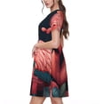 thumbnail image 2 of Saiise Robes d'Été à Motif Floral Coloré Flamant Rose pour Femmes T-Shirt Décontracté Manches Courtes Robe de Plage avec Poches, 2 of 6