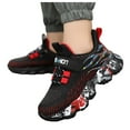 thumbnail image 3 of XZNPDUCQ Kids Boys Girls Metallic Fashion Sneaker Lace-Up Athletic Running Shoe (Big Kid - Little Kid - Toddler) Casual Shoes Breathable Walking Shoes (Red,2.5), 3 of 9