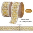 thumbnail image 2 of Cinta Jacquard de 15 yardas x 1,3 pulgadas, color dorado metálico, étnico, bordada, tejido satinado, rollo de tela bohemia de doble cara, con diseño floral, para coser, envolver y adornar., 2 of 9