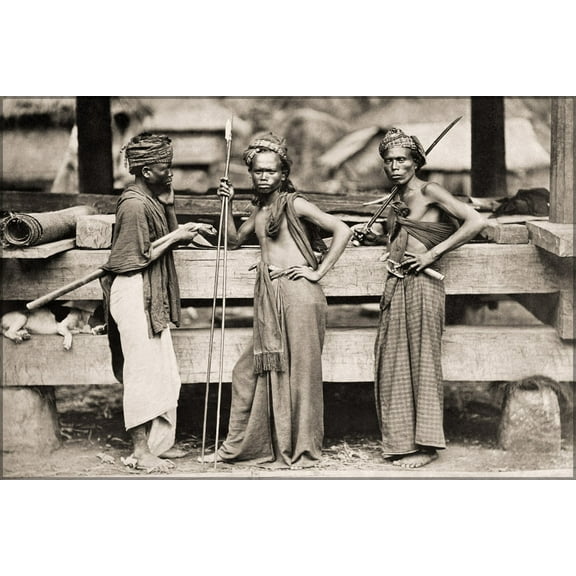 24"x36" Gallery Poster, Batak warriors c1870 sumatra indonesia