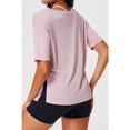 thumbnail image 4 of Womens'S Sheer Off the Shoulder Pullover Mesh Workout Long Sleeve T Shirt Pink S, 4 of 8