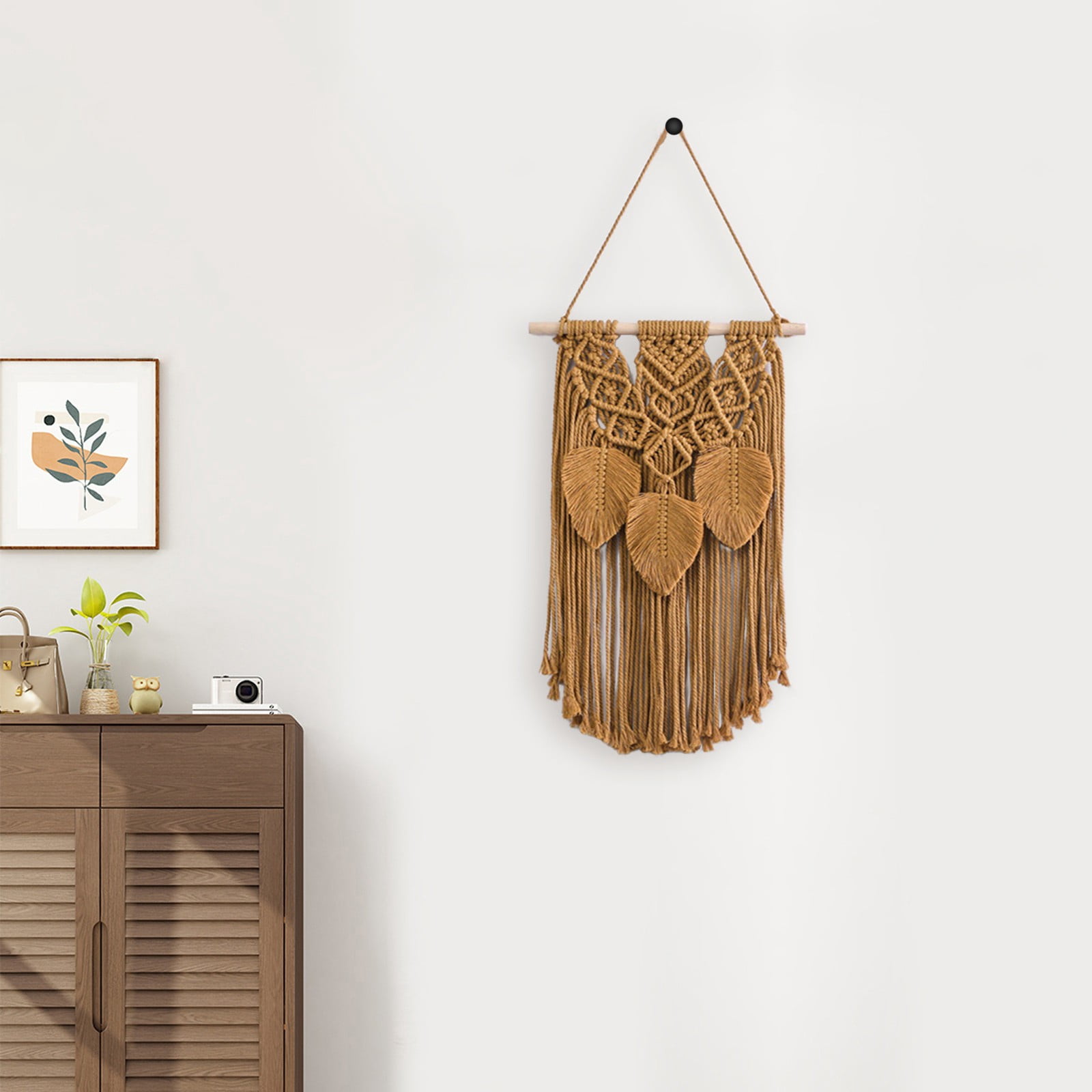 Nanoei Wall Hanging Decor, Cotton Rope Tassel Tapestry Hand Woven, Bohemian Macrame Wall Art for Living Room Bedroom Dorm Home Decor Grey