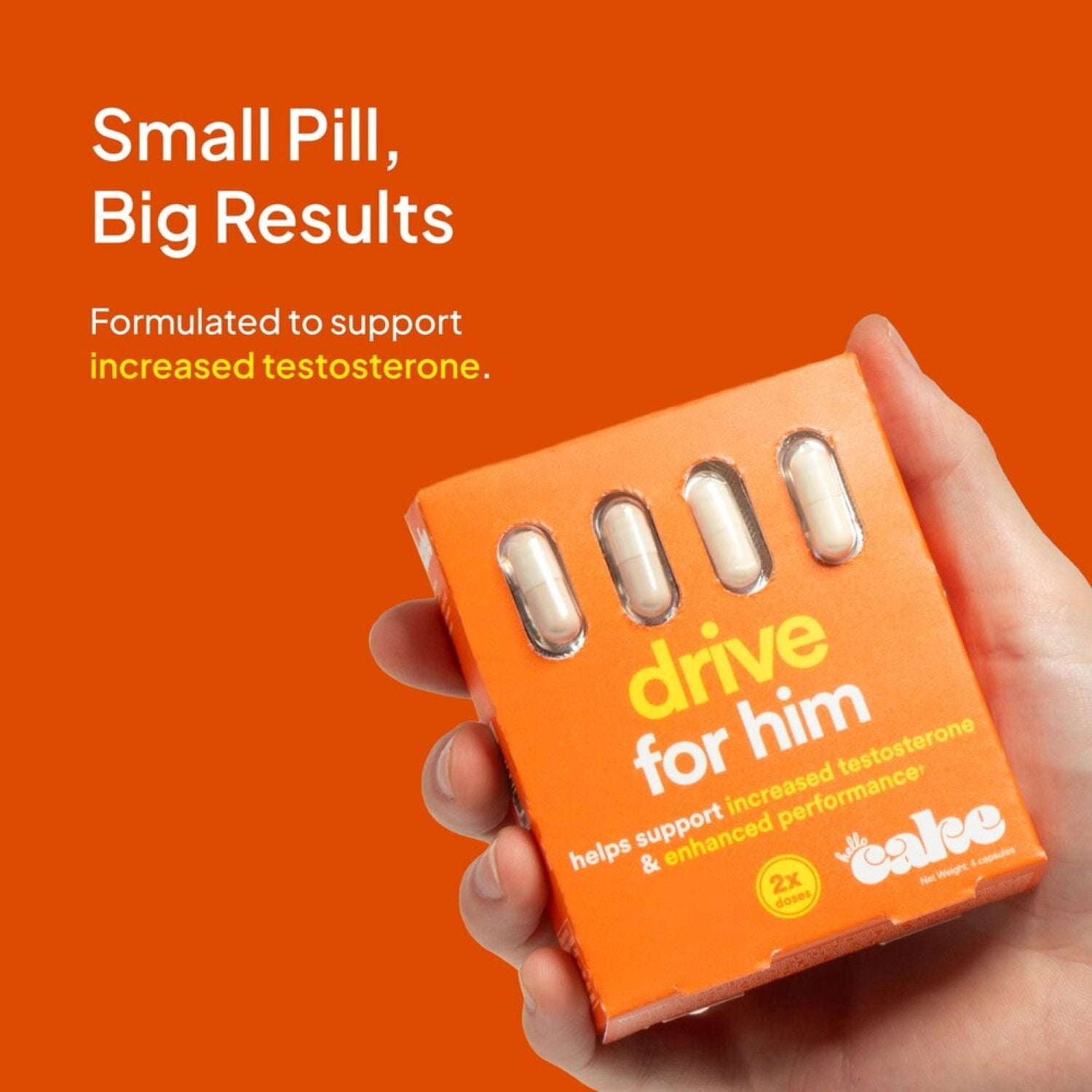 Hello Cake Drive for Him Supplement for Men, Supports Increased Testosterone and Endurance, 4 Count