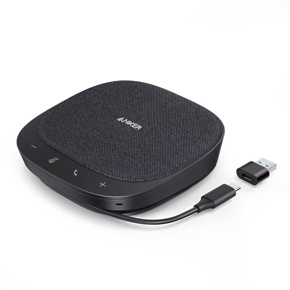 Anker PowerConf S330 USB Speakerphone, Conference Microphone for Home Office, Smart Voice Enhancement, Plug and Play, 360° Voice Coverage, Powerf