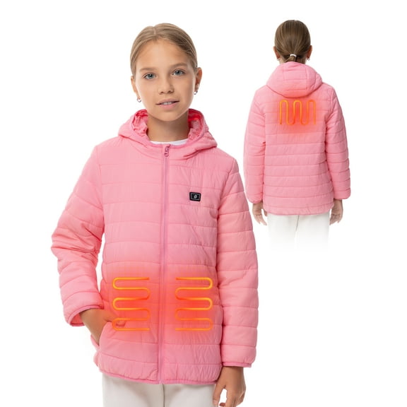 HENNCHEE Lightweight Kids Heated Jacket for Boys Girls with Battery Pack, Black M
