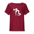 thumbnail image 4 of Blusa de manga corta con estampado regular de flecos y cuello redondo de algodón y cáñamo para mujer OAVQHLG3B Store  lin121212, 4 of 5