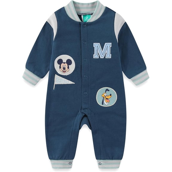Disney Mickey Mouse Long Sleeve Romper Coverall (Baby Boys), Sizes NB-24M