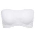thumbnail image 2 of harmtty Women Solid Color Stretch Seamless Strapless Anti-slip Tube Top Bra Underwear,White,, 2 of 8