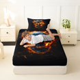 thumbnail image 4 of Homewish Horror Glowing Skull Twin Sheets,Skeleton Halloween Bedding,Orange Black,3-Piece,1 Fitted Sheet and 1 Pillowcase, 4 of 6