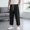 Black, variant on Men's Straight Leg Capris Cotton Feel Elastic Waist Large Cargo Pocket Cropped Pants Hemp Blend Drawstring Relaxed Fit for Outdoor Daily Leisure Mens Fashion