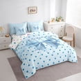thumbnail image 2 of Erosebridal Teens Blue Bowknot Bedding Comforter Set 7 Pieces,Cute Polka Dots Bowtie Full Bedding Set for Kids Girls,Luxury Bedroom Decor, 2 of 6