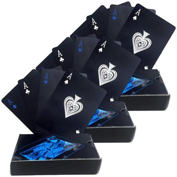 Baraja de Entretenimiento PokaBlue Barajas 3 Cartas 162 Plástico Negro y Azul Mate.