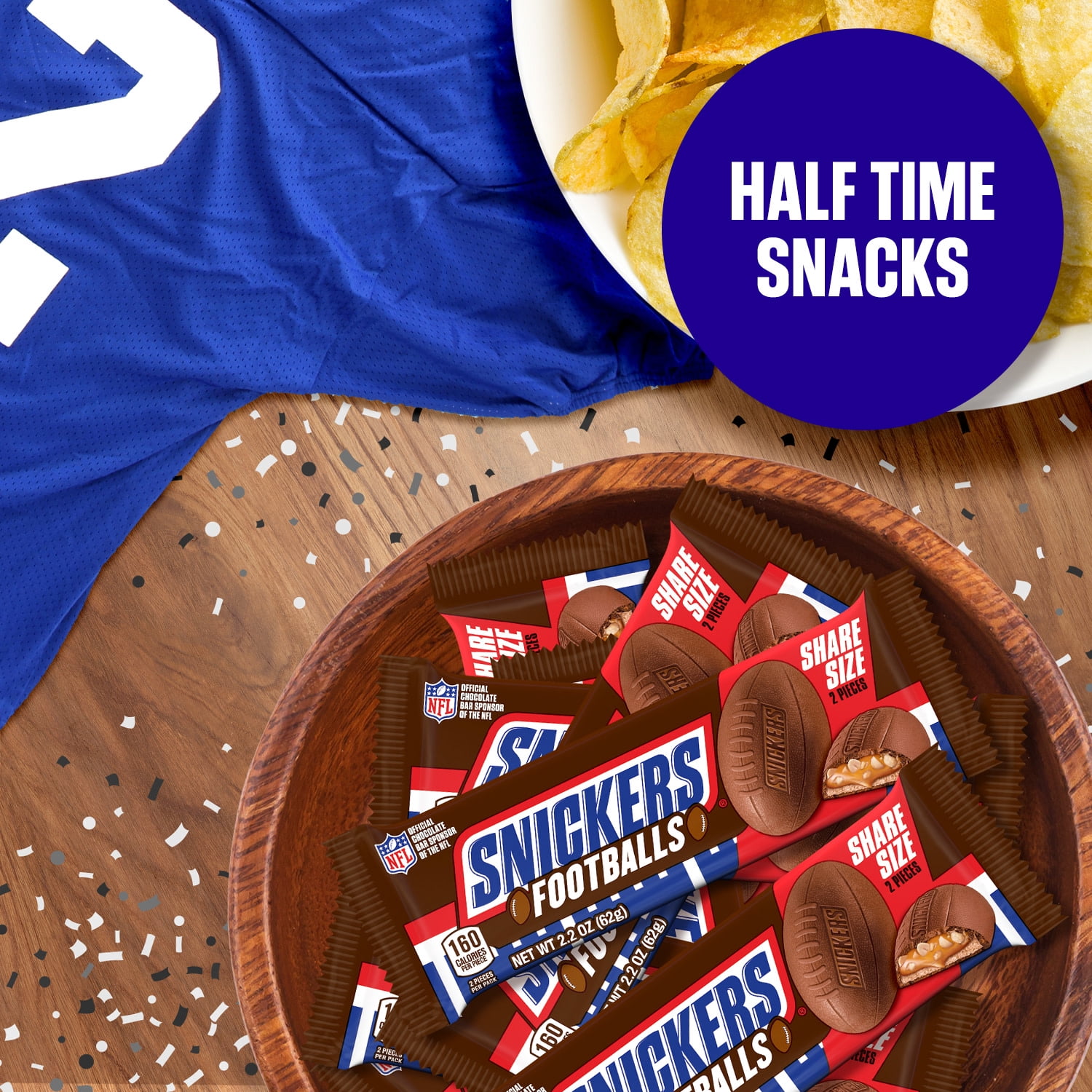 Snickers Football Milk Chocolate Bars, Share Size - 2.2 oz Pack