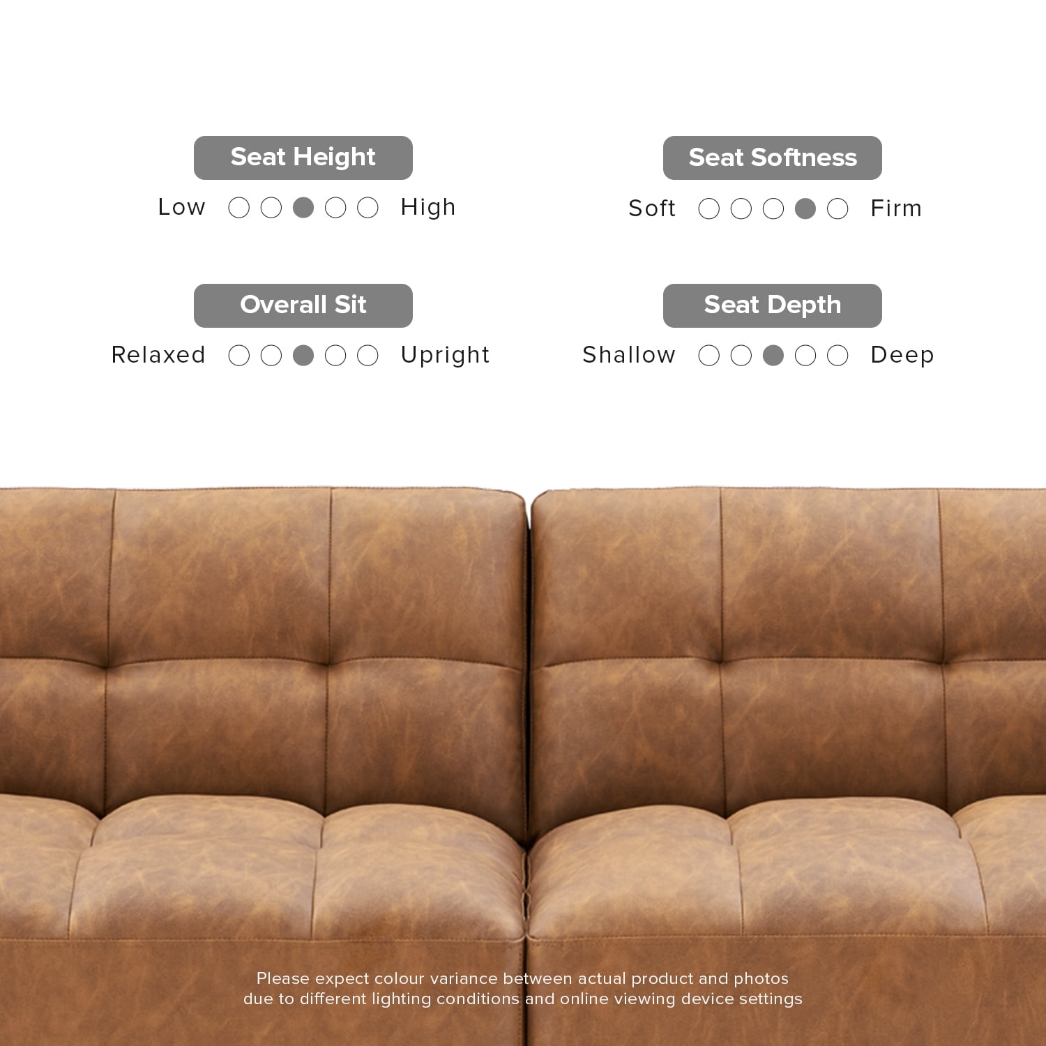 Mopio Aaron Mid Century Modern Faux Leather Convertible Futon 77.5" (Pecan Brown)