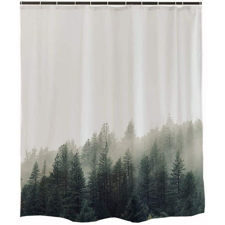 Foggy Forest Shower Curtain Black And, Country Style Shower Stall Curtains
