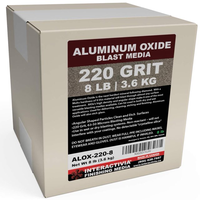 Abrasivo de arenado ultrafino de óxido de aluminio #220, 3,6 kg