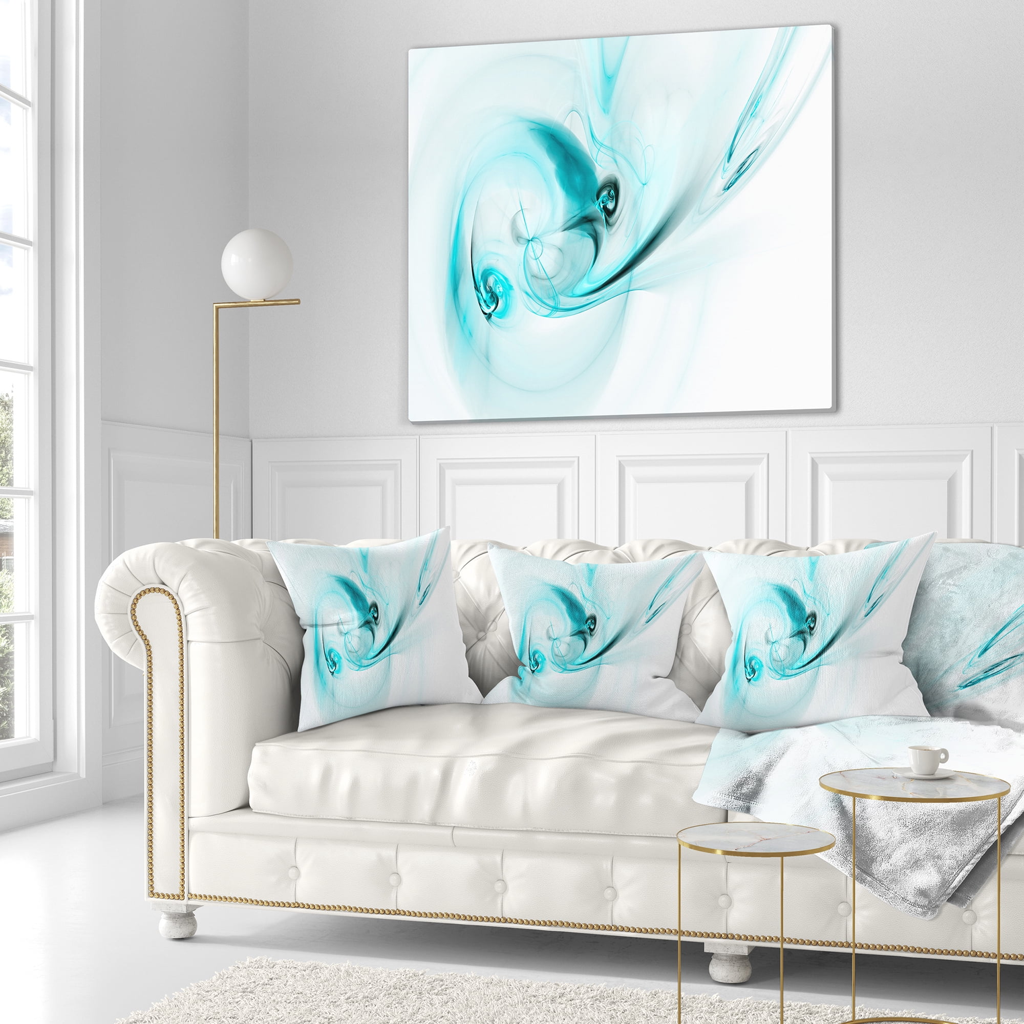 Designart Colored Smoke Light Blue - Abstract Throw Pillow - 16x16