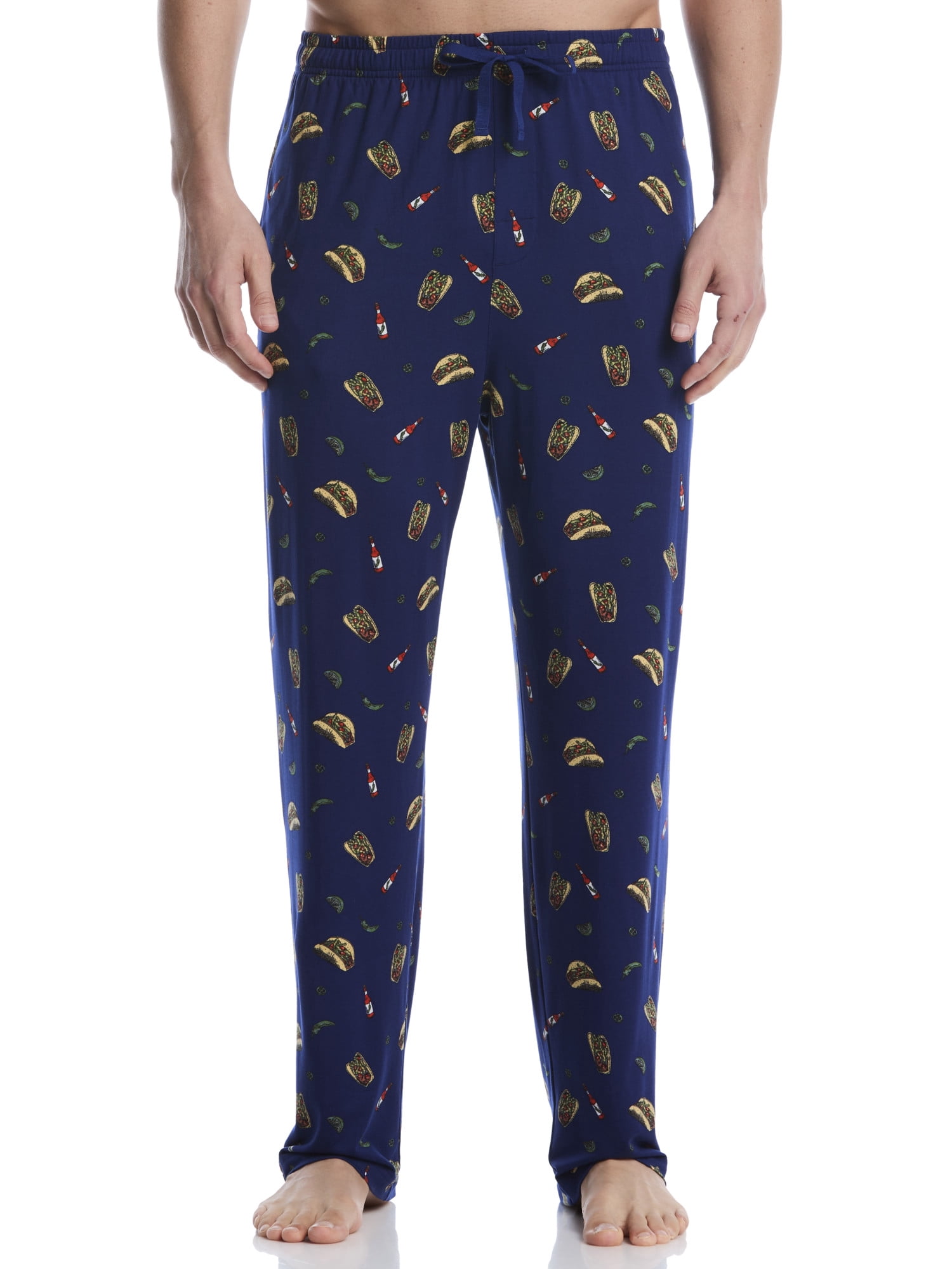 Ben Hogan Men's and Big Men's Short Set of Sleeve Solid Crew Shirt with Taco Tuesday Conversational Deluxe Touch Sleep Lounge Pant, Size S-2XL