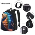 thumbnail image 5 of Naloa Yellow Fish Seahorse Print Large Capacity Backpack Lunch Bag Pencil Case Combination 3 Piece Set for Student, 5 of 8