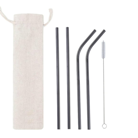 Metal Stainless Steel Straws 304 Portable Set Reusable Bar Drinks Milk Tea Straws 5pc Multicolor