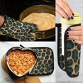 thumbnail image 5 of Yayeee Oven Mitts and Pot Holder Set of 2 Heat Resistant Kitchen Gloves Baking Hot Pad, Green Leopard Pattern, 5 of 5