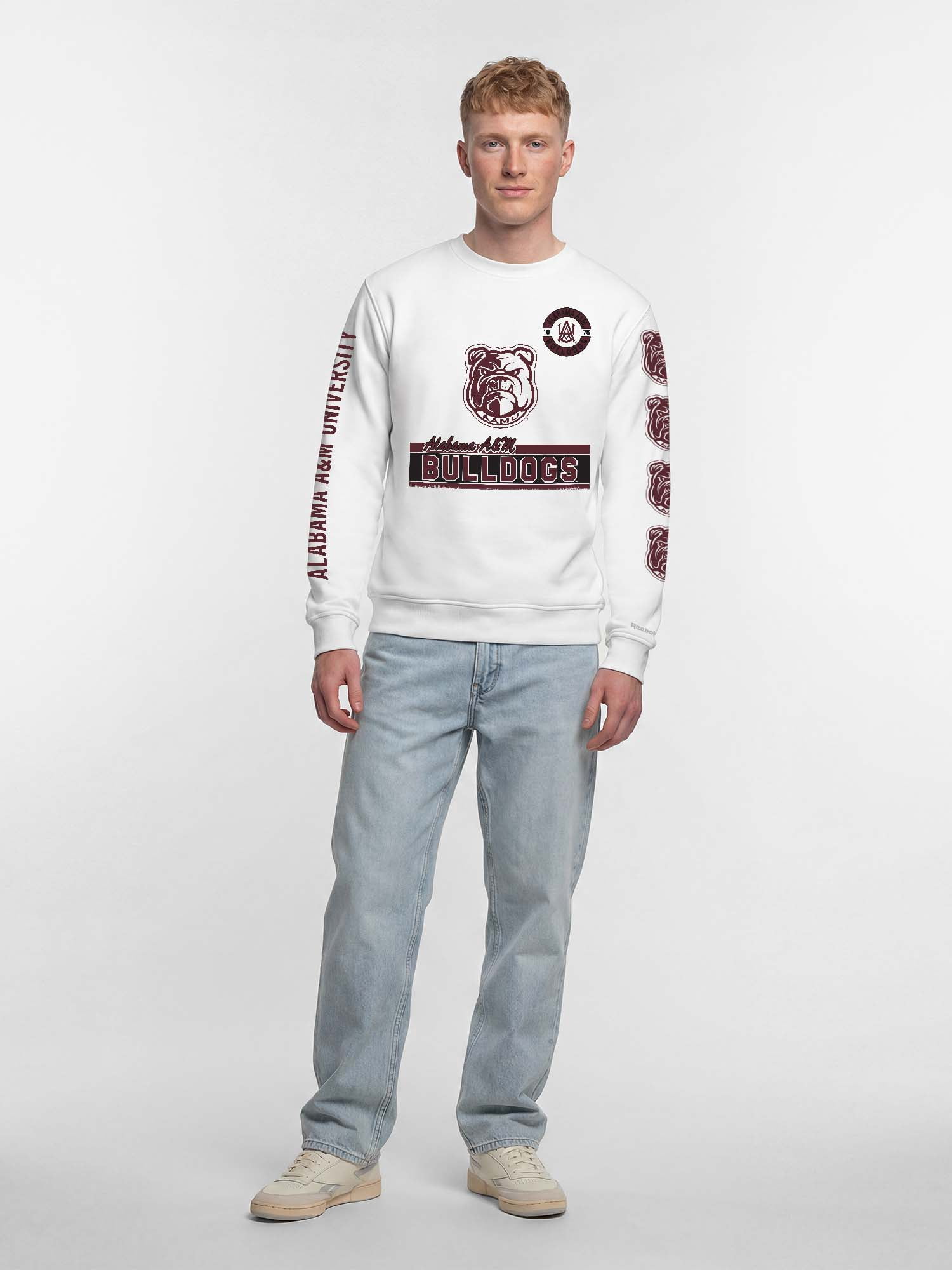 Alabama A&M Bulldogs Reebok Mens White Crew Sweatshirt
