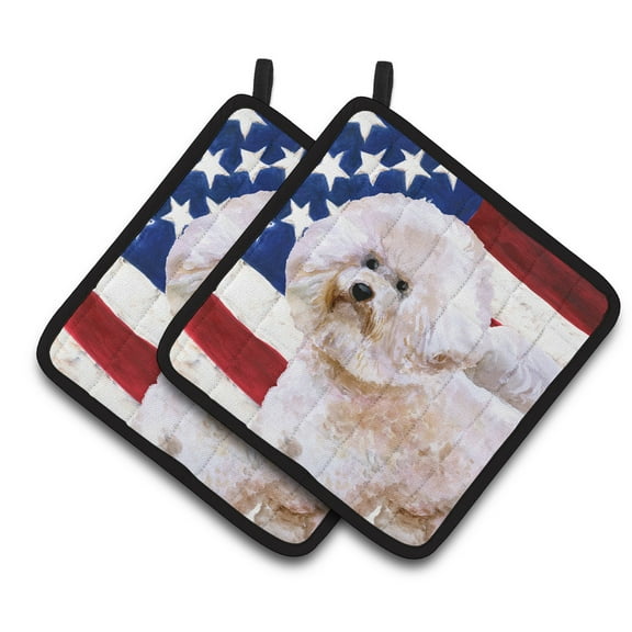 Caroline's Treasures Bichon Frise #2 Patriotic Pair of Pot Holders