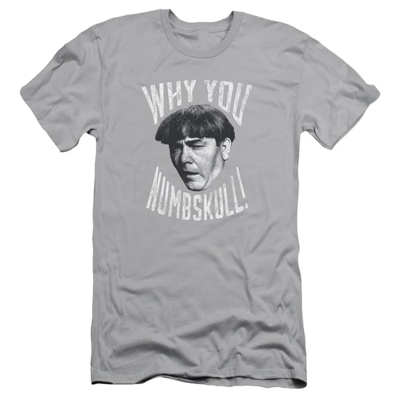 Three Stooges NumbskulLong S/S Adult 30/1 T-Shirt Silver