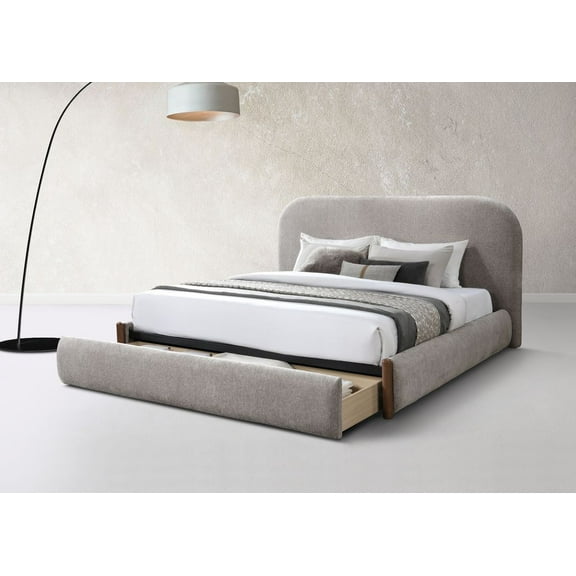 ACME Orane Contemporary Wood Upholstered Queen Bed with Storage in Gray