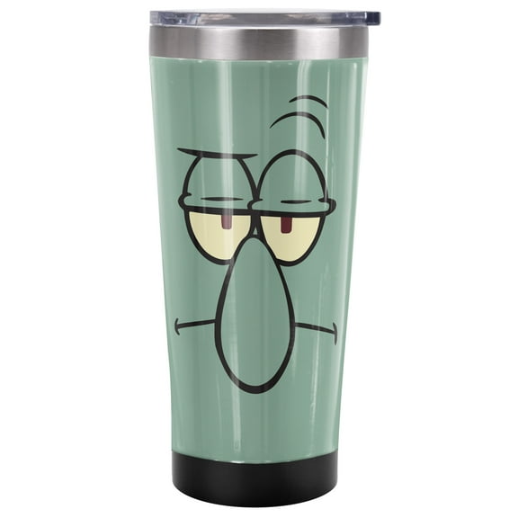 Spongebob Official Squidward Angry Face 20 oz Travel Tumbler, Stainless Steel, Vacuum Insulated with Leak Resistant Slide-Lock Lid