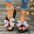 thumbnail image 2 of Wedge Platform Flip Flops for Women Dressy Comfortable Slides Thong Bow Sandals Lightweight Slippers Casual Summer Vacation Shoes Pink Size 7, 2 of 4