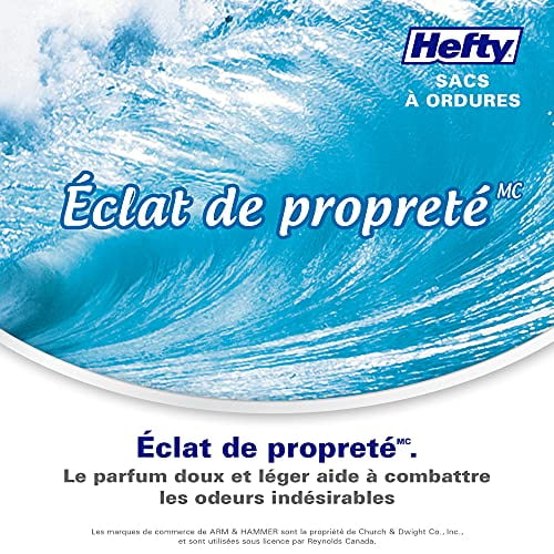 Hefty™ Lot de 30 sacs poubelle Strong Regular 75 litres noirs, EasyFlaps™, neutralisant les odeurs Arm & Hammer