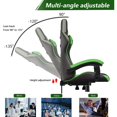 thumbnail image 2 of Bugzzia Gaming Chair PU Leather Adjustable Headrest & Lumbar Support, Green, 2 of 8