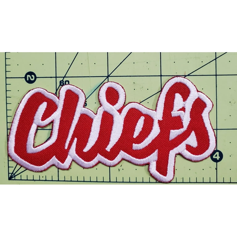 Chiefs Football Embroidered Sew/Iron on Patch 4 inch x 1.95 inch, Size: 4 x 1.95