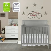 Dream On Me Ava 4-in-1 Convertible Mini Crib, Pebble Grey