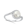 thumbnail image 4 of Freshwater Simulated Pearl Halo Infinity Knot Ring 925 Sterling Silver Band White CZ Female Size 4, 4 of 4