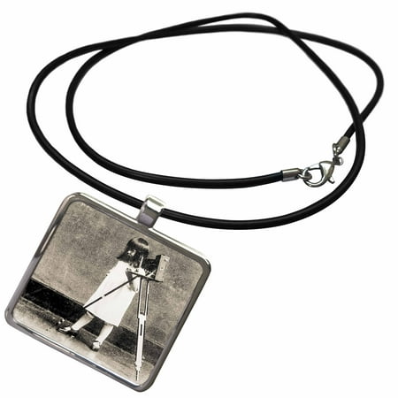 3dRose Vintage Japanese Young Girl Photographer and her Camera - Necklace with Pendant